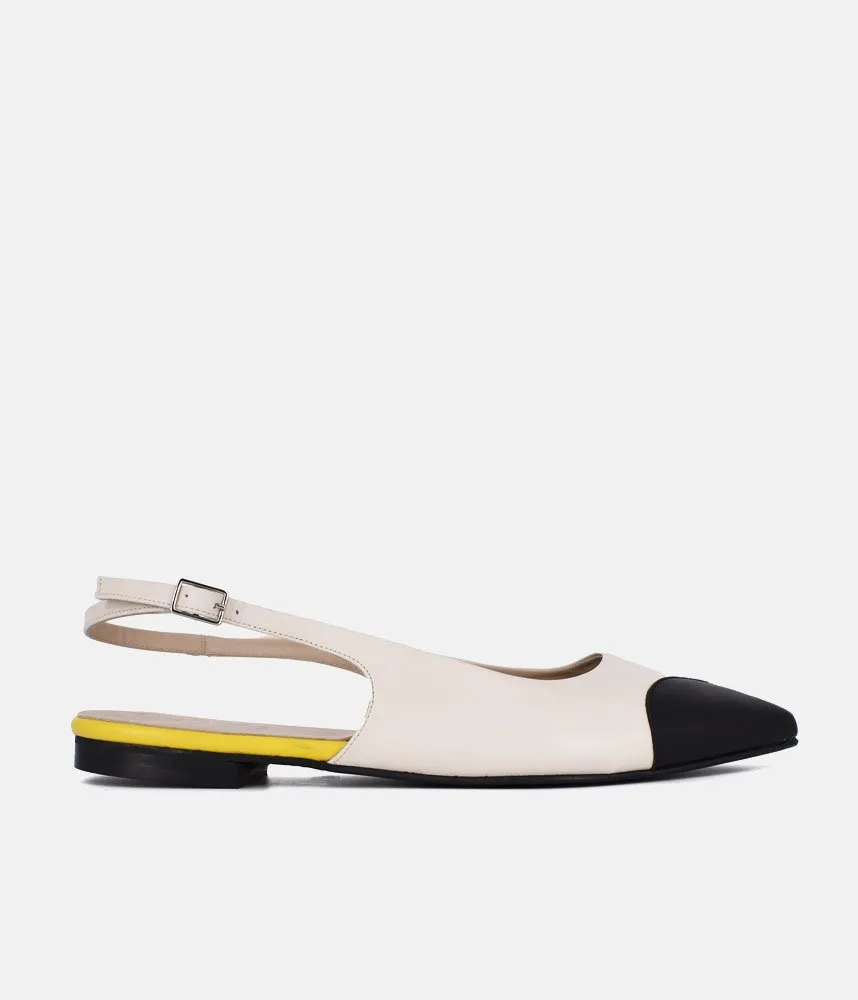 Dansi Striking Cream/Black Slingback Flats