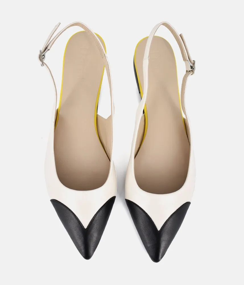 Dansi Striking Cream/Black Slingback Flats
