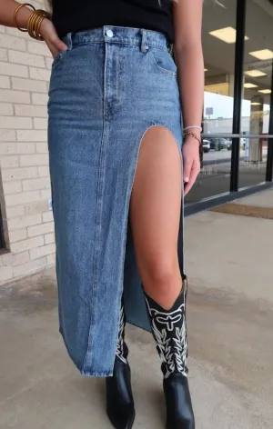 Denim Midi Skirt