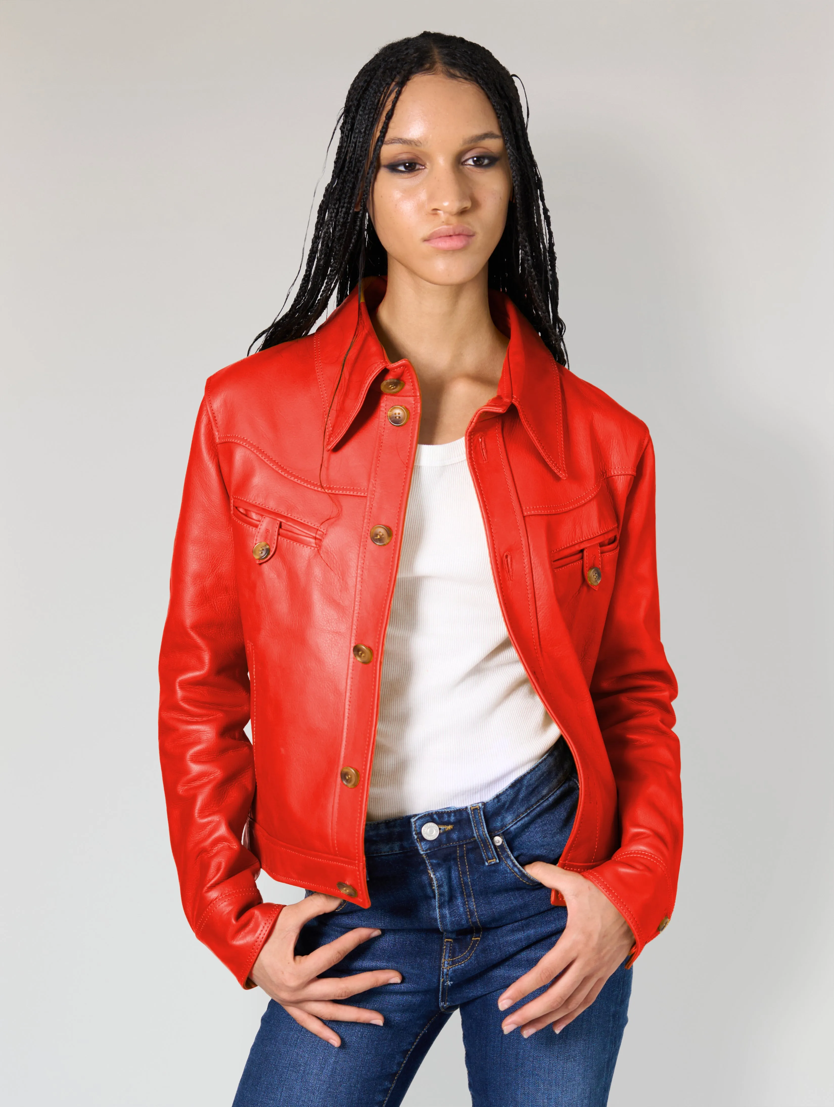 DOLLY LEATHER JACKET RED - Woman