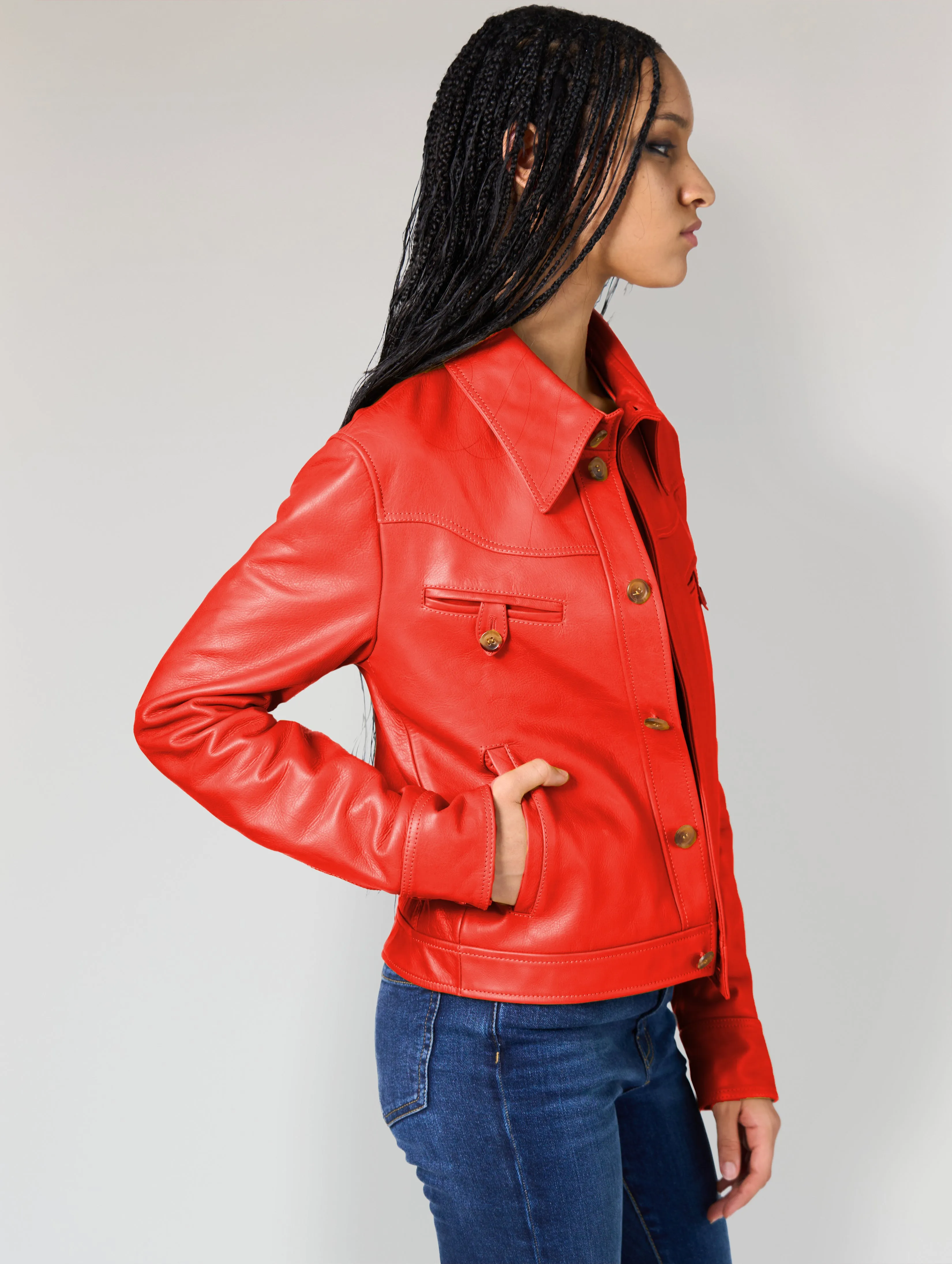 DOLLY LEATHER JACKET RED - Woman