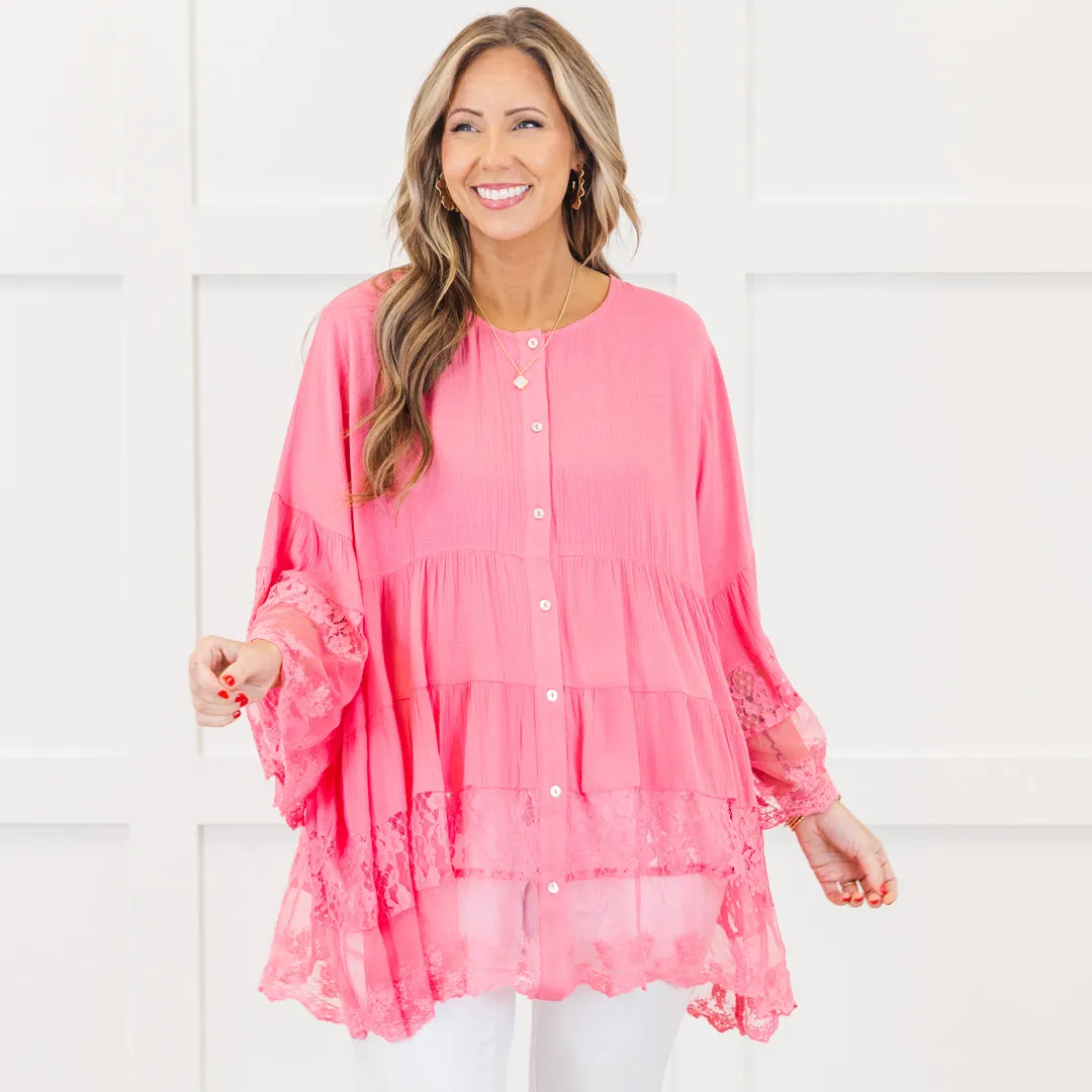 Don't Fail Me Now Blouse, Hot Pink