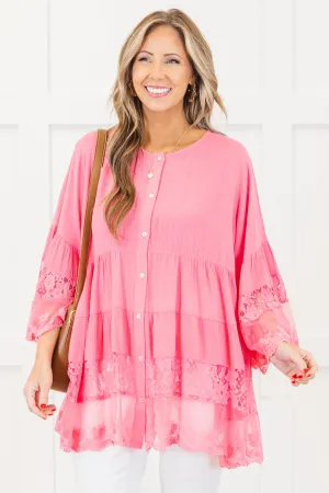 Don't Fail Me Now Blouse, Hot Pink