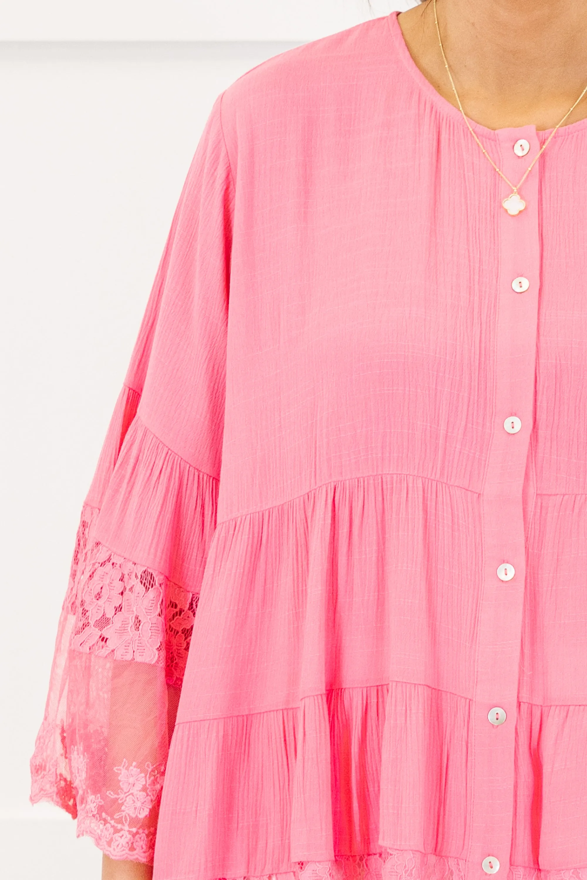 Don't Fail Me Now Blouse, Hot Pink
