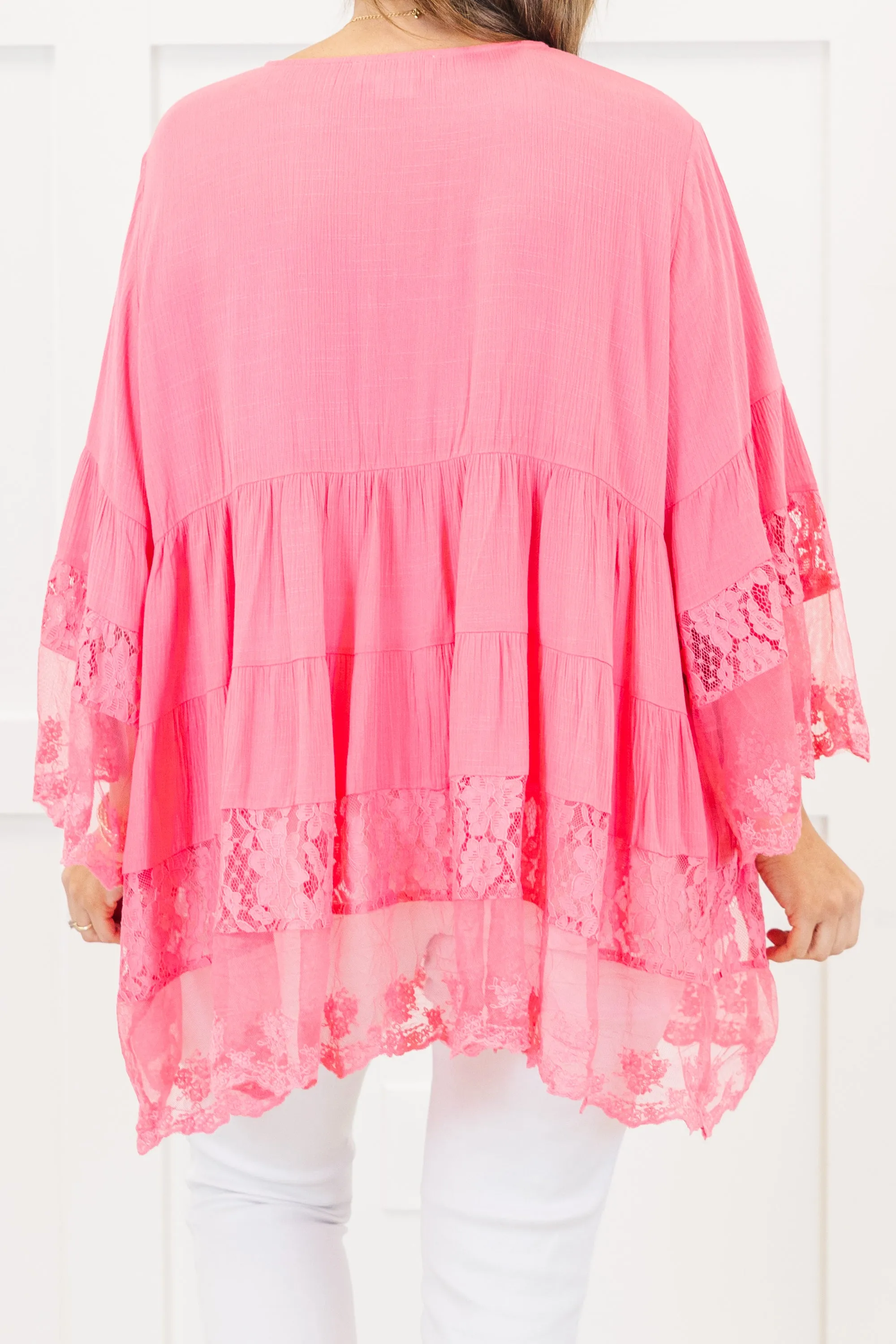 Don't Fail Me Now Blouse, Hot Pink