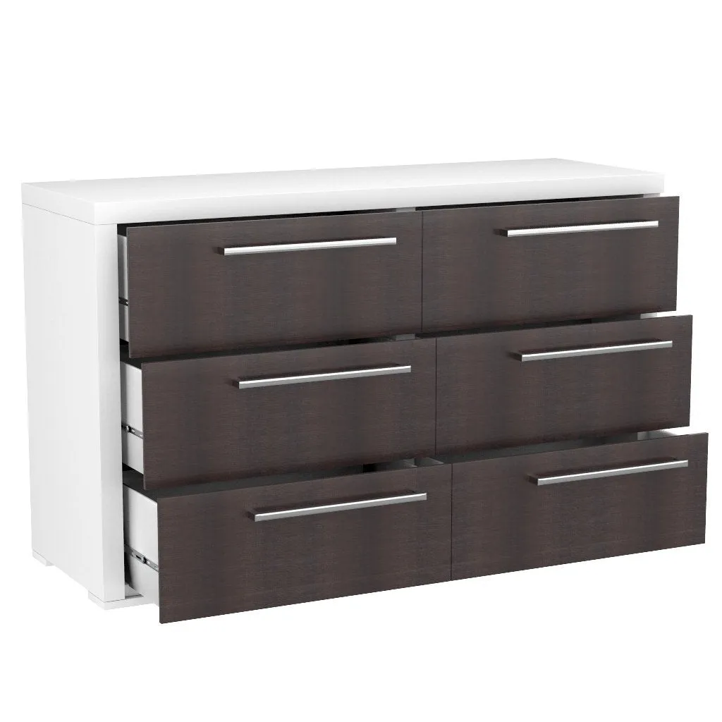 double dresser drawer 6 - Alpine - wood barn and white