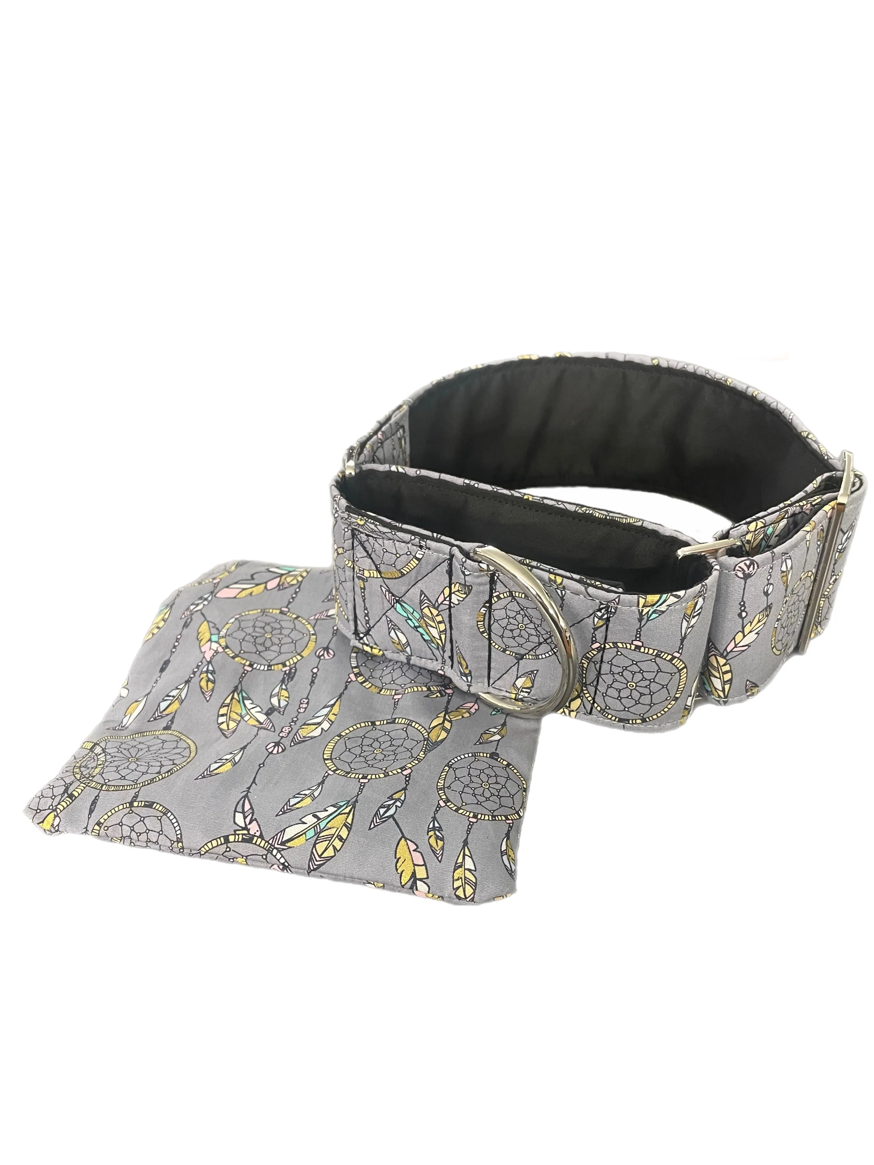 Dream catcher Cotton covered greyhound Martingale collar 50mm width super soft