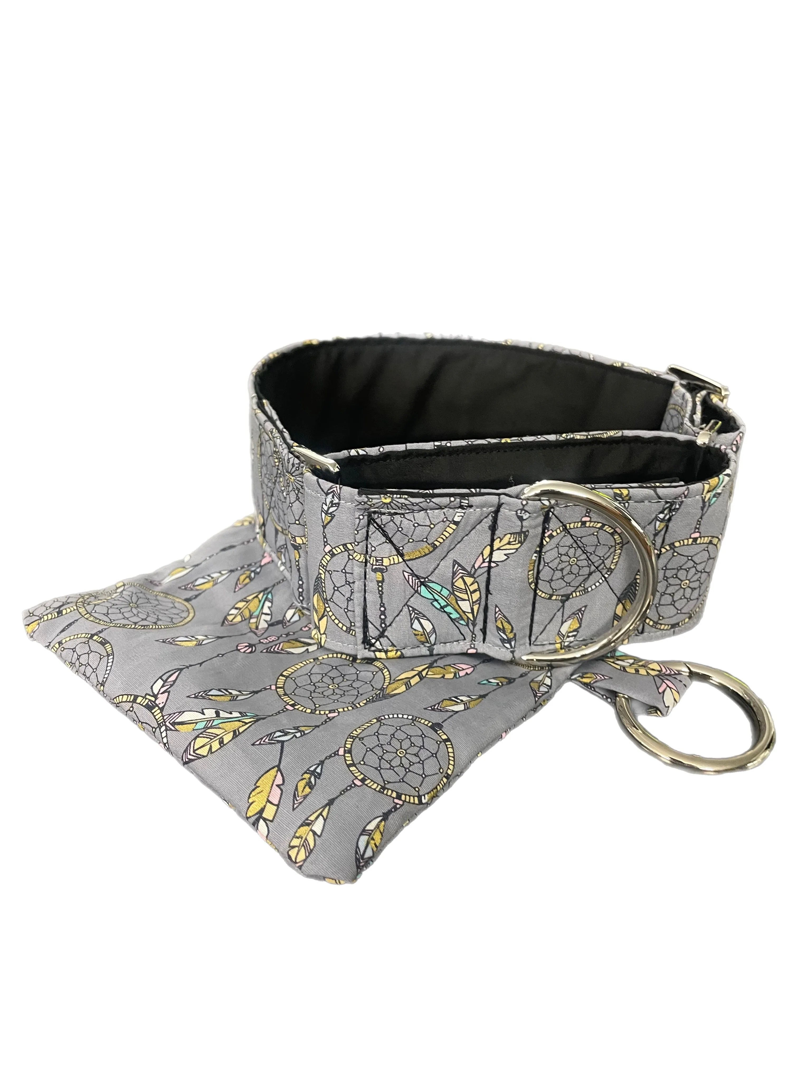 Dream catcher Cotton covered greyhound Martingale collar 50mm width super soft