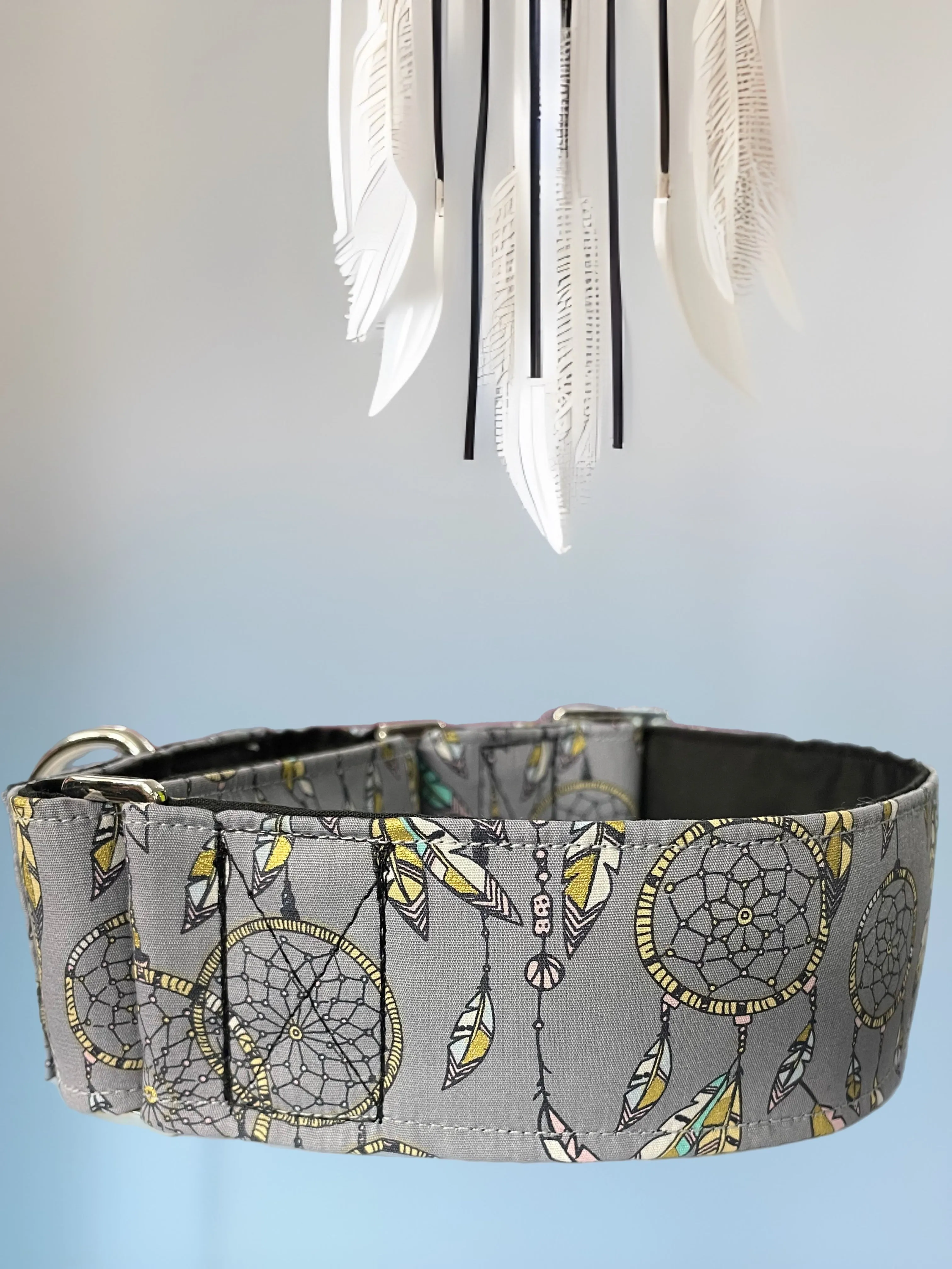 Dream catcher Cotton covered greyhound Martingale collar 50mm width super soft