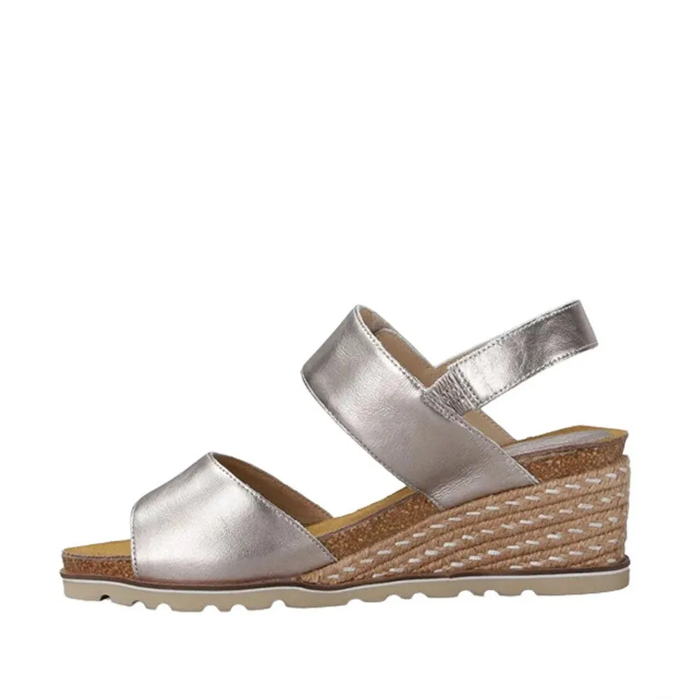 EVITA LEATHER WEDGE || CHAMPAGNE