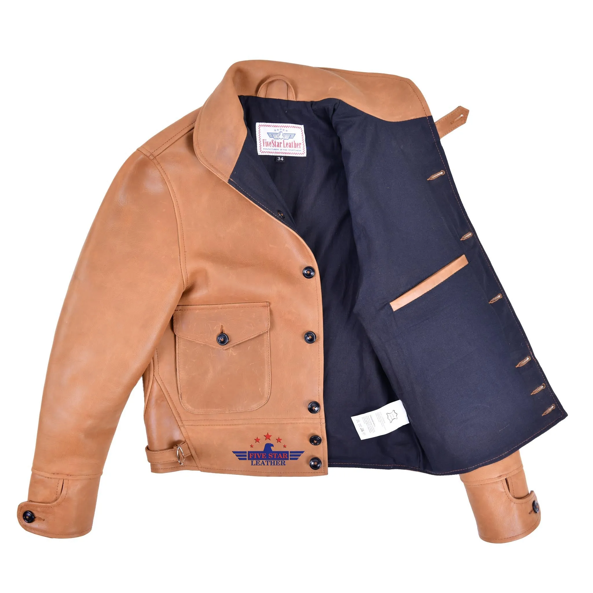 FiveStar Leather Vintage Men Cossack CHL Leather Jacket