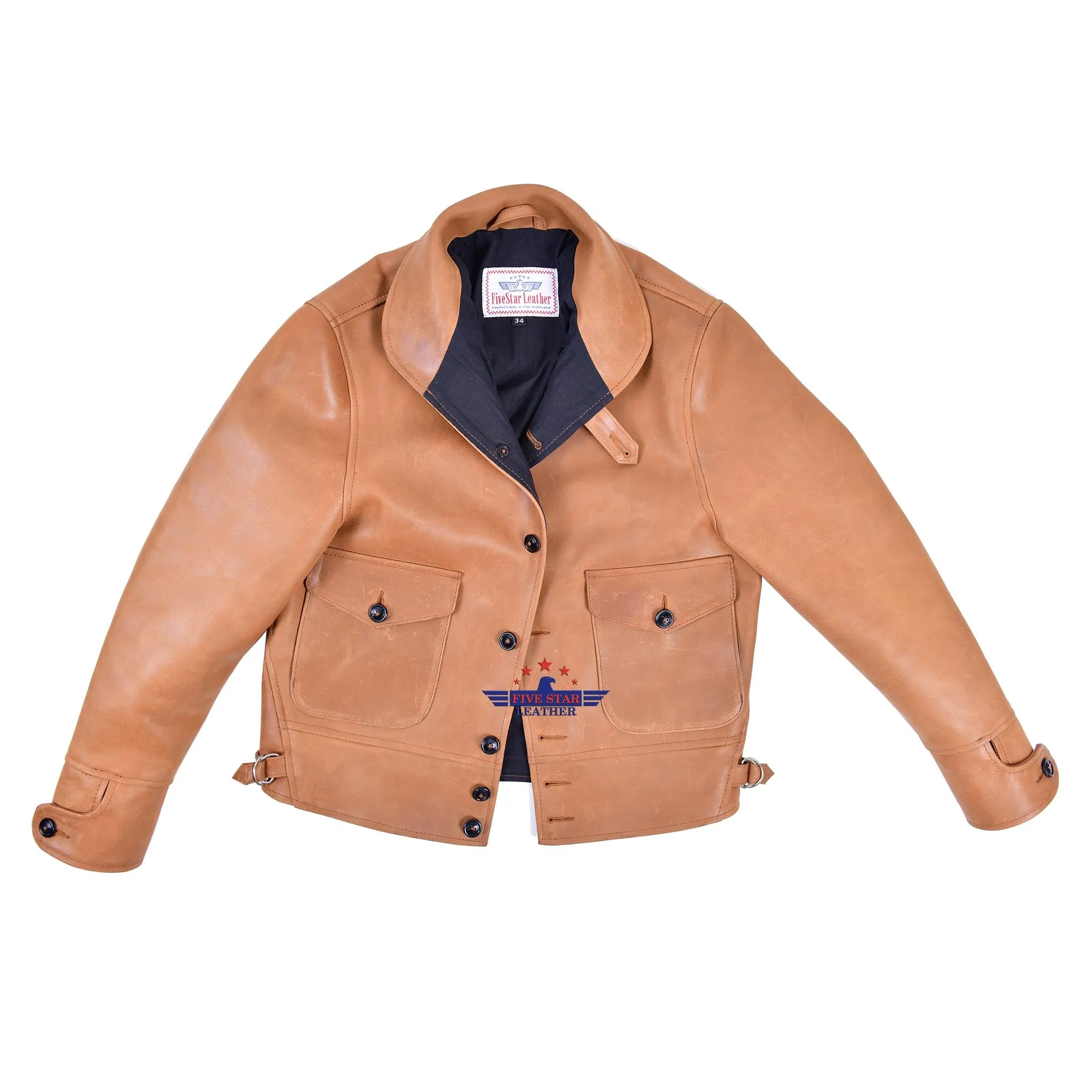 FiveStar Leather Vintage Men Cossack CHL Leather Jacket
