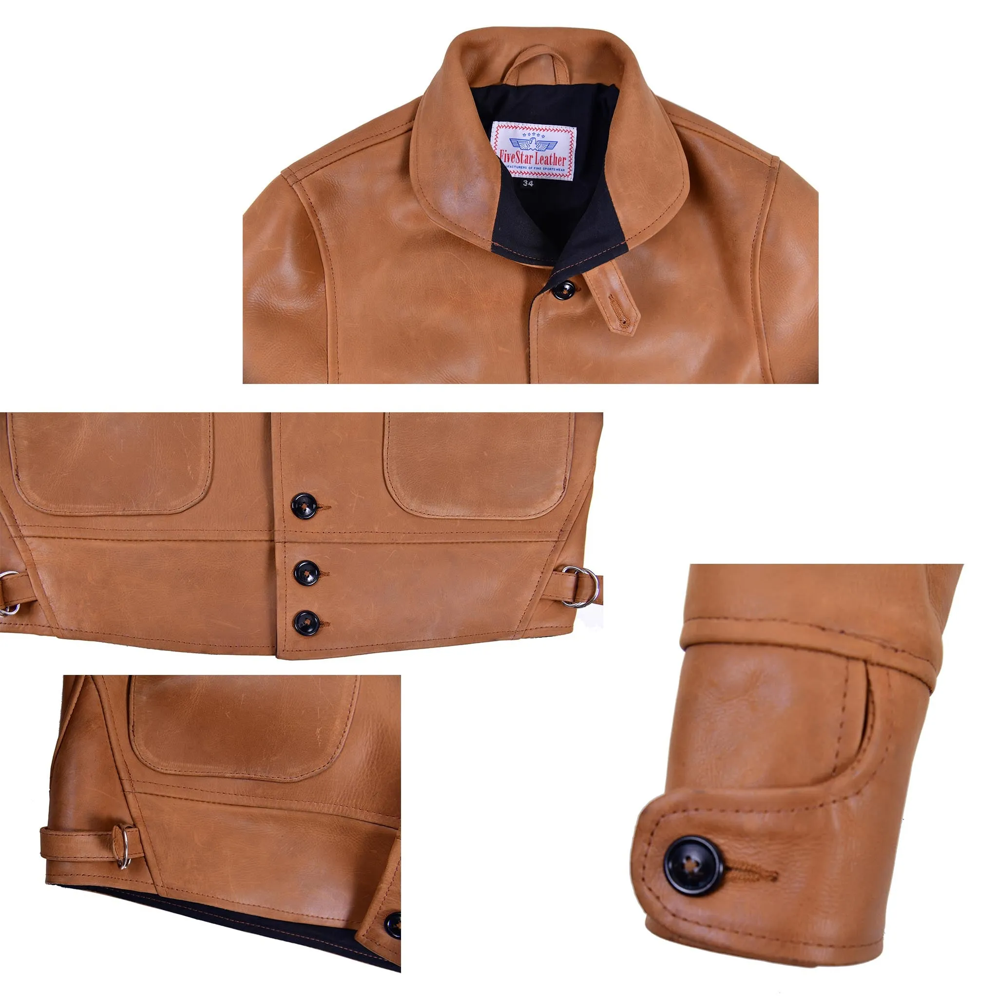 FiveStar Leather Vintage Men Cossack CHL Leather Jacket