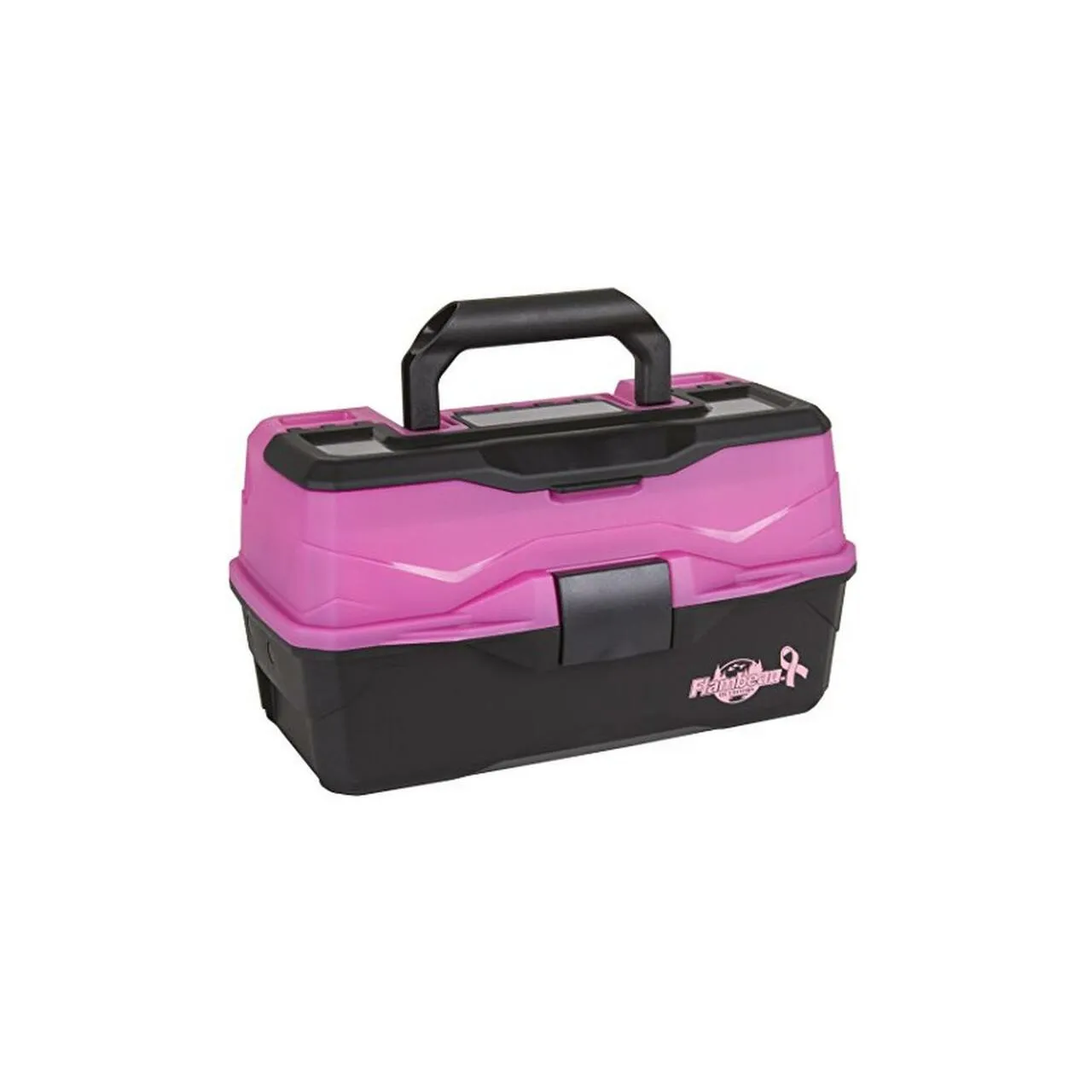 Flambeau 2-Tray Tackle Box Frost Pink Black with Flip-top lid accessory compartment