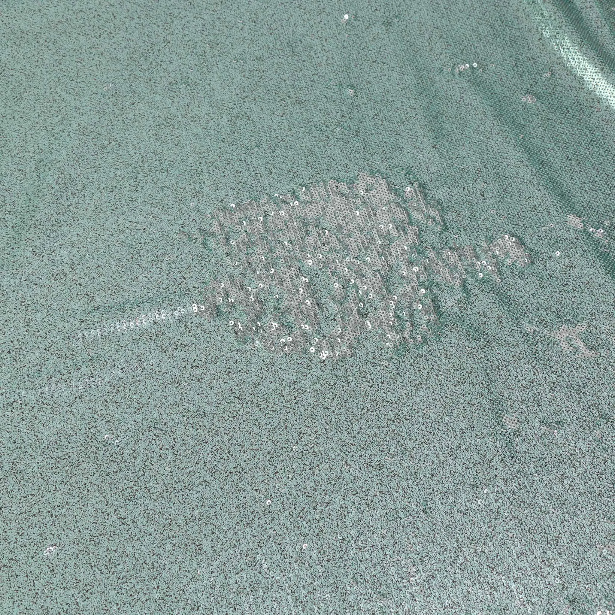 Flip Sequin Fabric - Mint Green, Silver