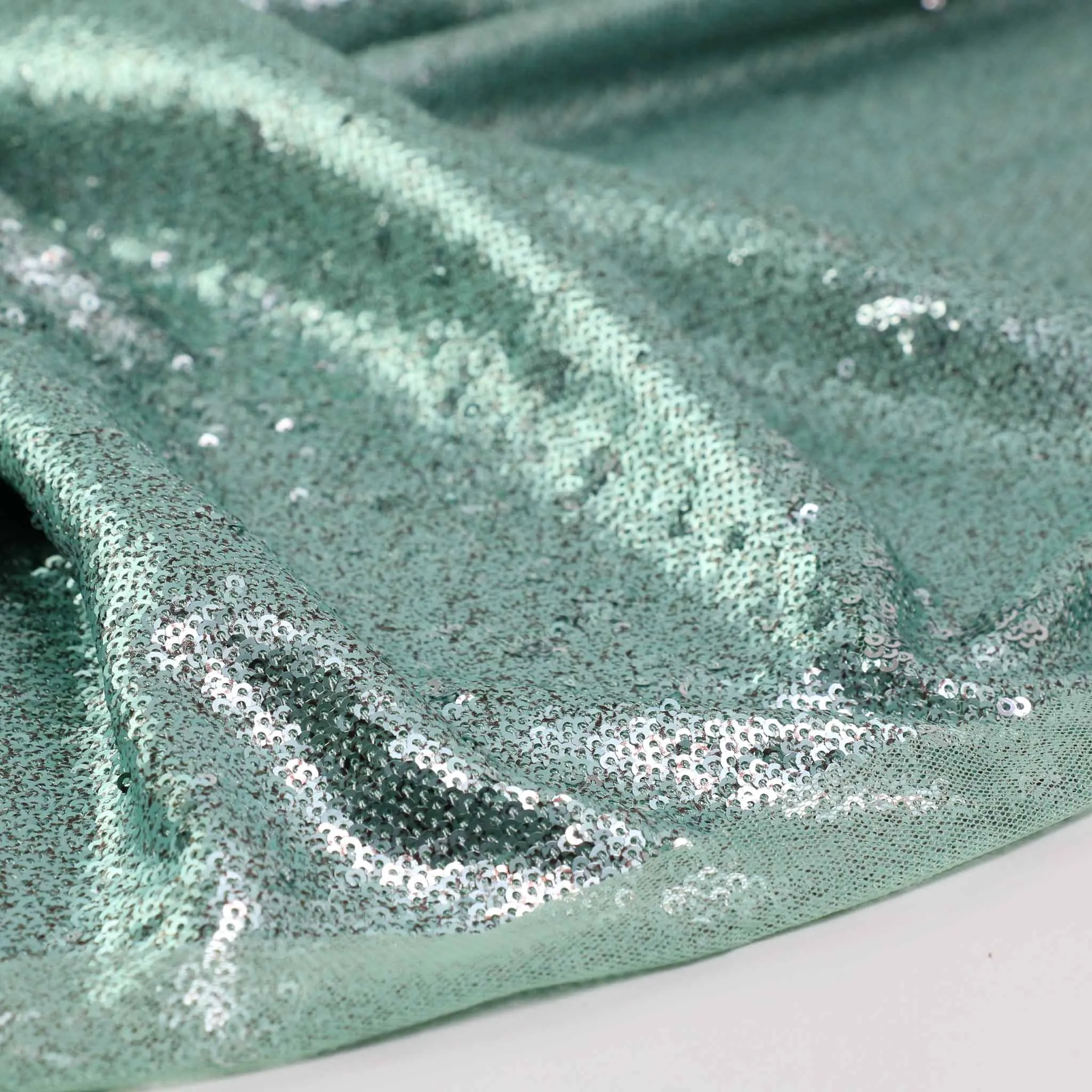 Flip Sequin Fabric - Mint Green, Silver