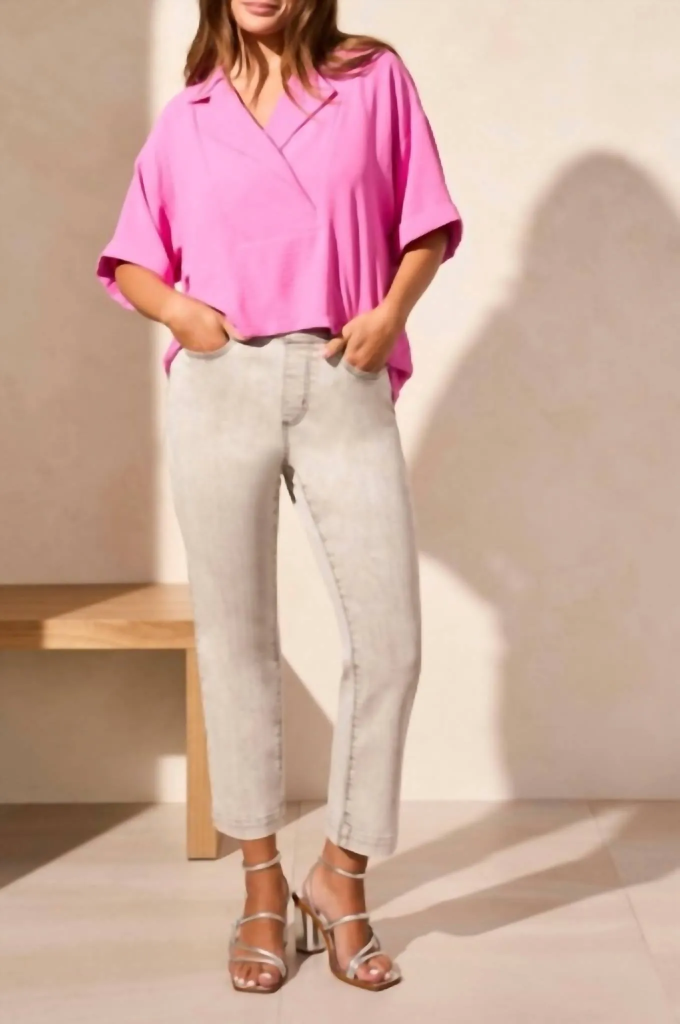 Flowy Popover Shirt In Flamingo