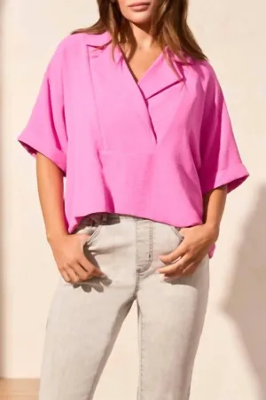 Flowy Popover Shirt In Flamingo