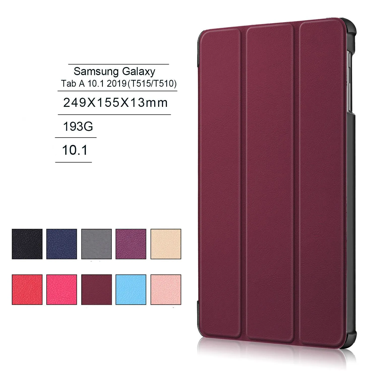 For Samsung Tab A 10.1 2019 T510 t515 Tablet PC Protective Case Flip Type Gold