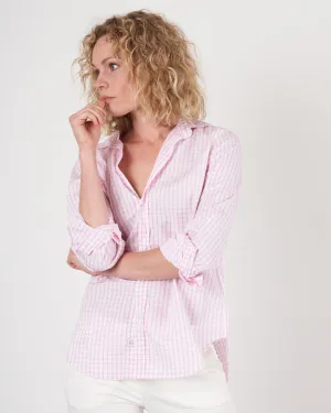 frank woven button up - pink grid