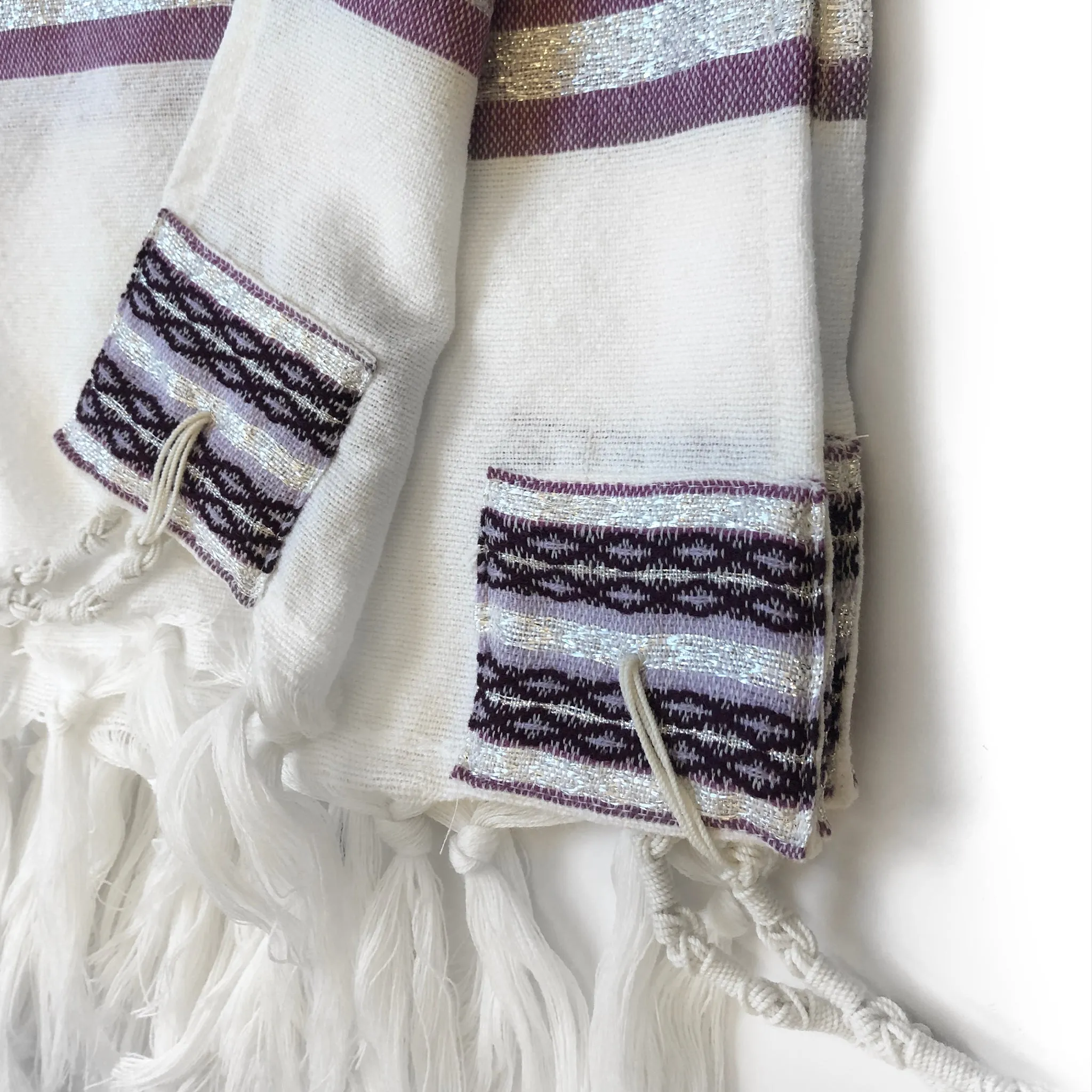 Gabrieli Premium - Wool Tallit - Purples & Silver