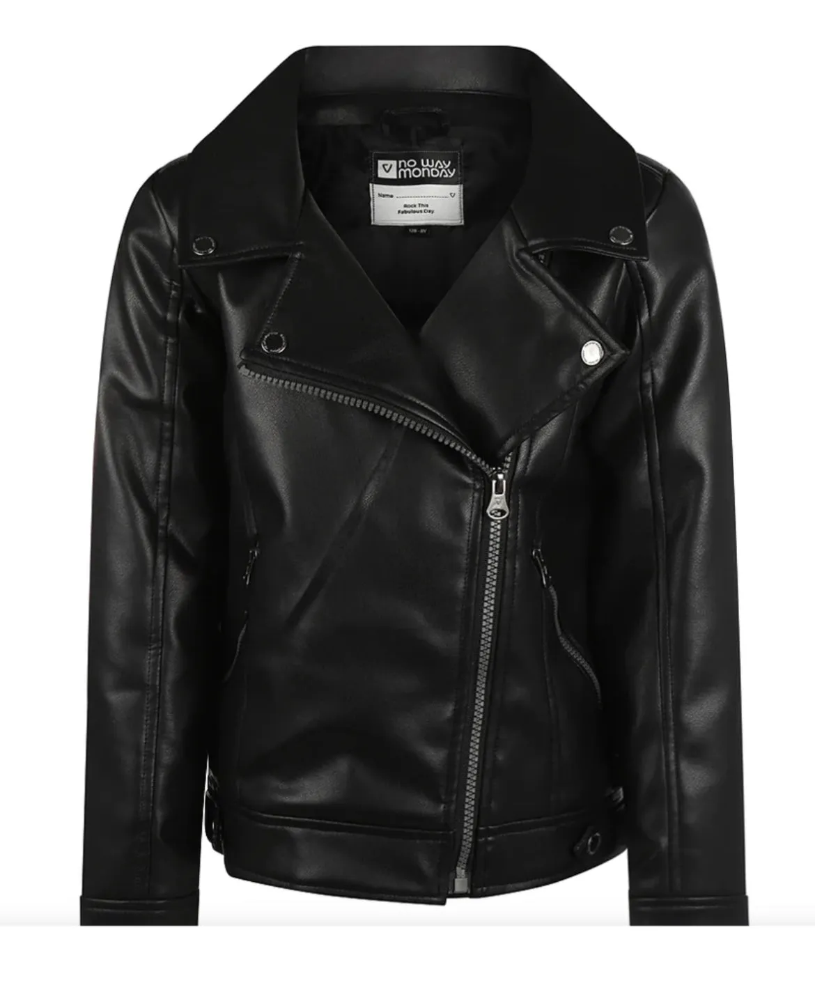Girls Black Faux Leather Jacket: Size 2 to 6 Years