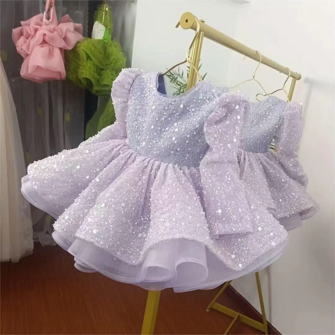 Glittering Pink Princess Dress Versatile Sequined Dress Exquisite Gown Designed for Little Girls