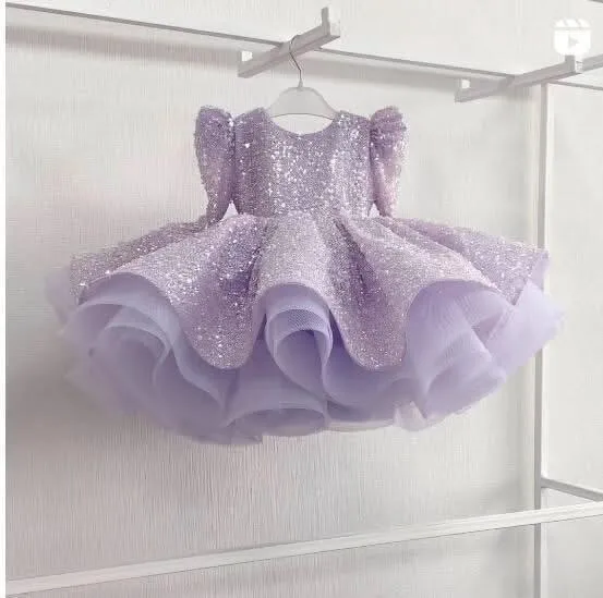 Glittering Pink Princess Dress Versatile Sequined Dress Exquisite Gown Designed for Little Girls