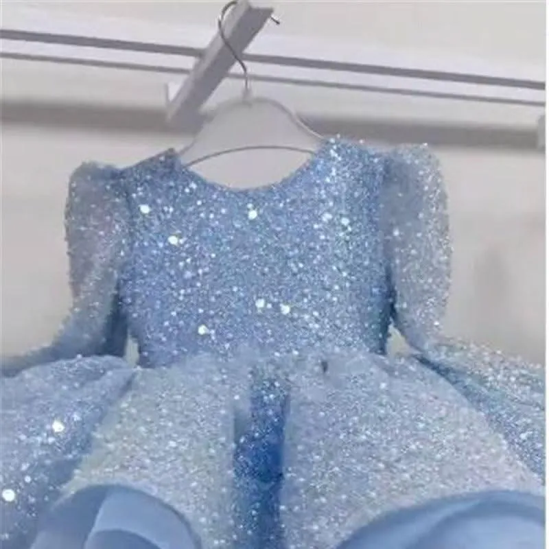 Glittering Pink Princess Dress Versatile Sequined Dress Exquisite Gown Designed for Little Girls