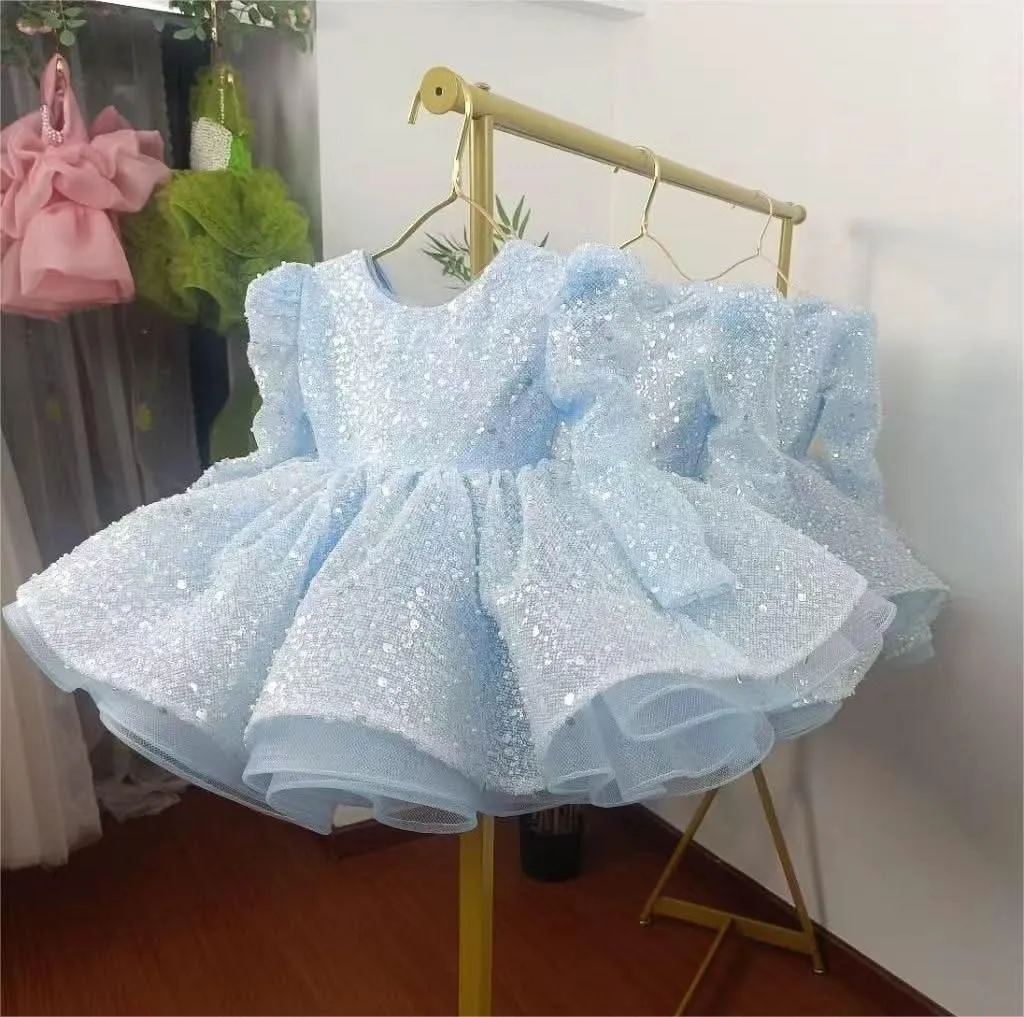 Glittering Pink Princess Dress Versatile Sequined Dress Exquisite Gown Designed for Little Girls