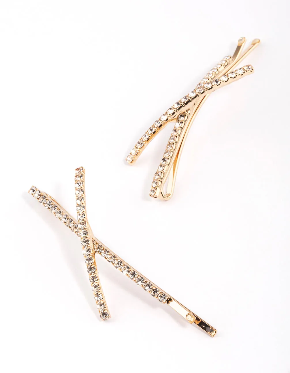 Gold Cross Slide Hair Clips Pack