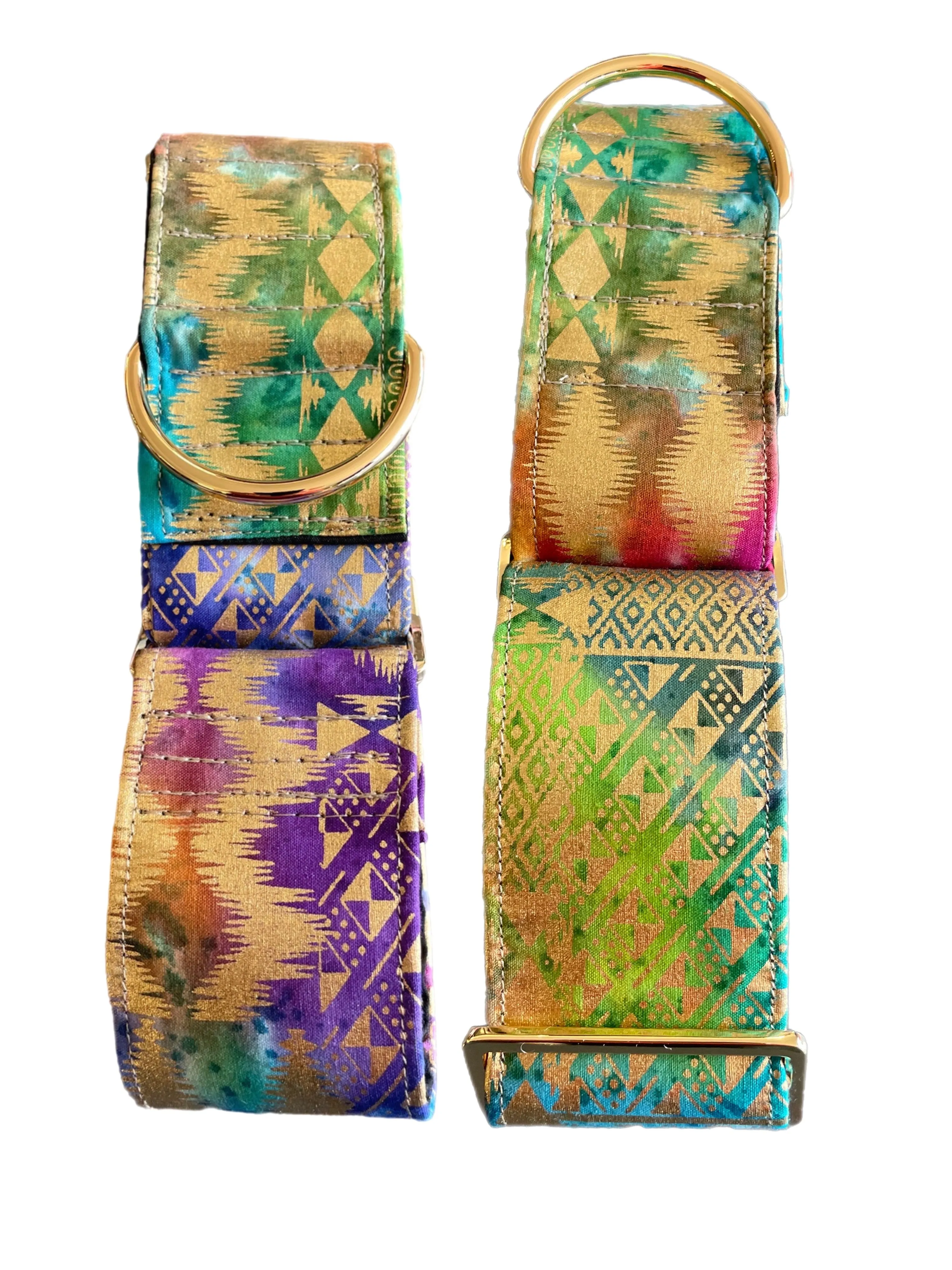 Gold shimmer Cotton covered greyhound Martingale collar 50mm width super soft