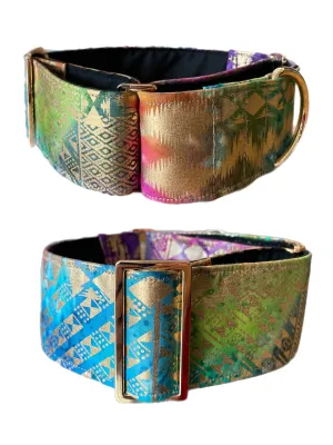 Gold shimmer Cotton covered greyhound Martingale collar 50mm width super soft