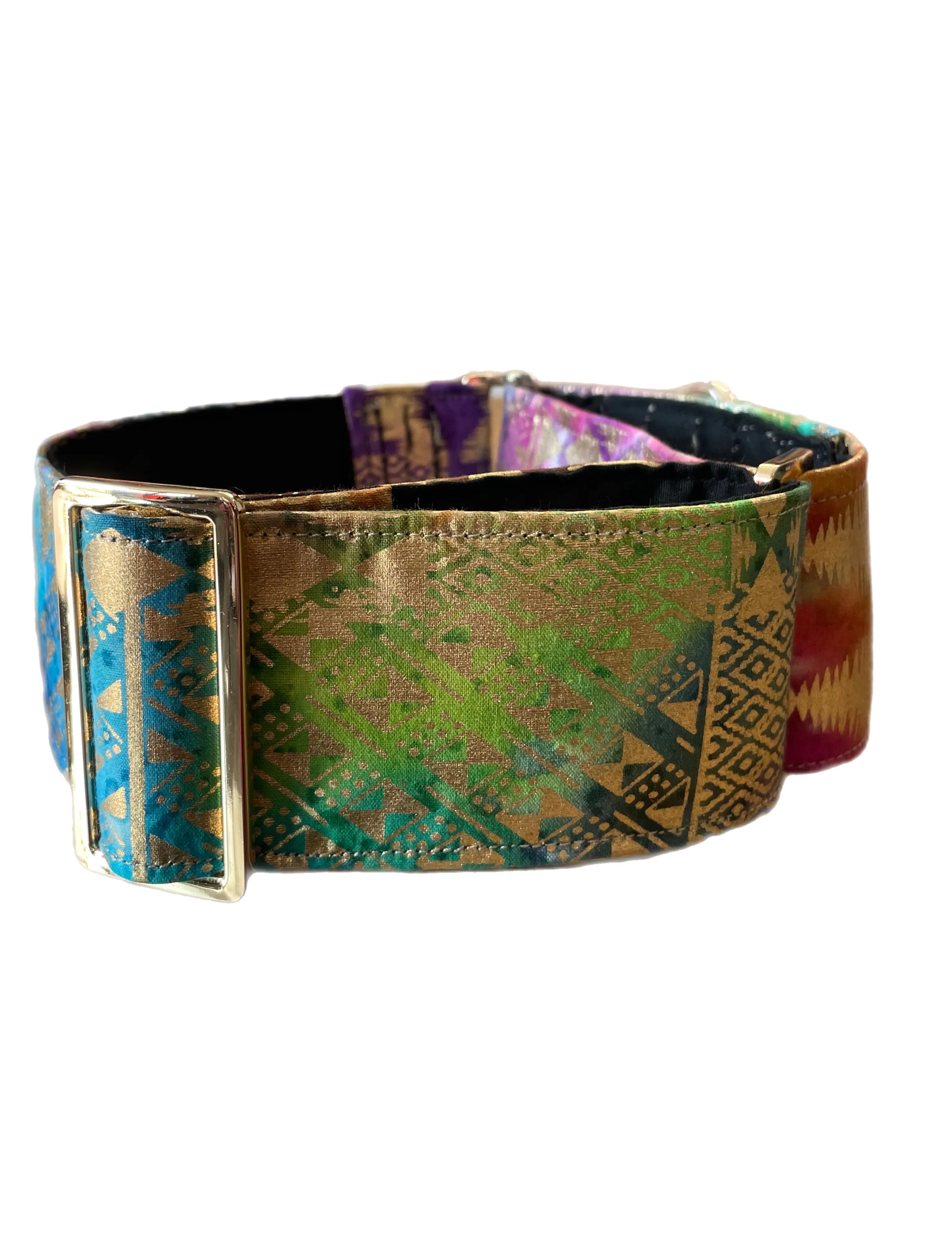 Gold shimmer Cotton covered greyhound Martingale collar 50mm width super soft