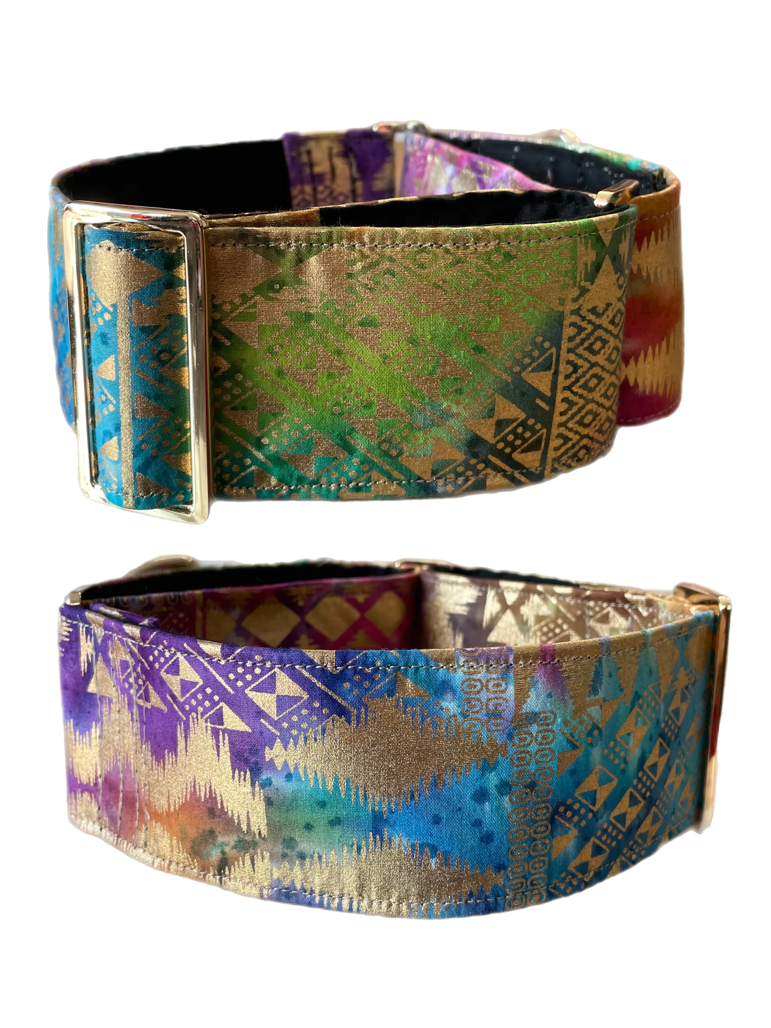 Gold shimmer Cotton covered greyhound Martingale collar 50mm width super soft