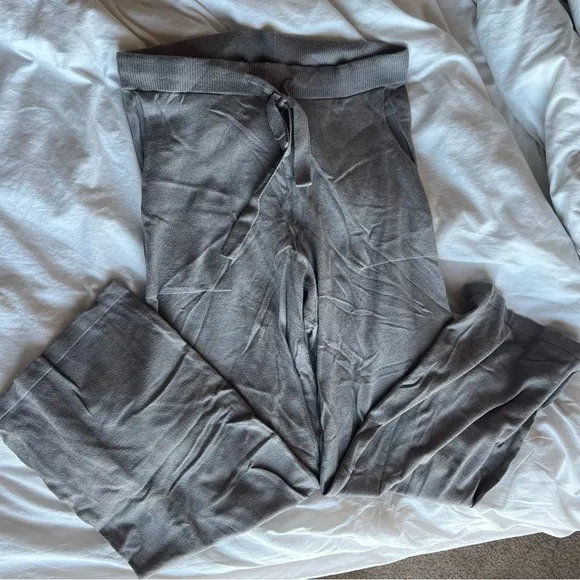 Gray Ribbed Cardigan and Pants Set