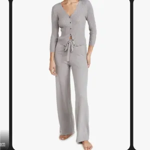 Gray Ribbed Cardigan and Pants Set