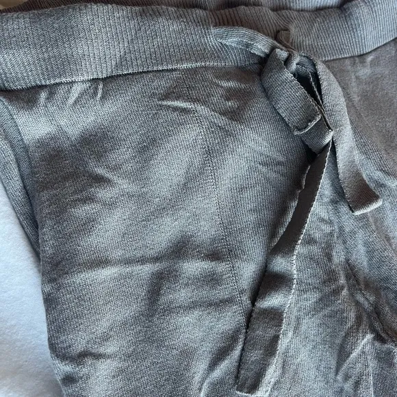 Gray Ribbed Cardigan and Pants Set