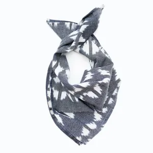 Grey Ikat Triangle Hand Dyed Woven Bandana