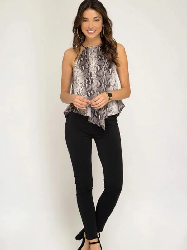 Grey Snakeskin Print Cami