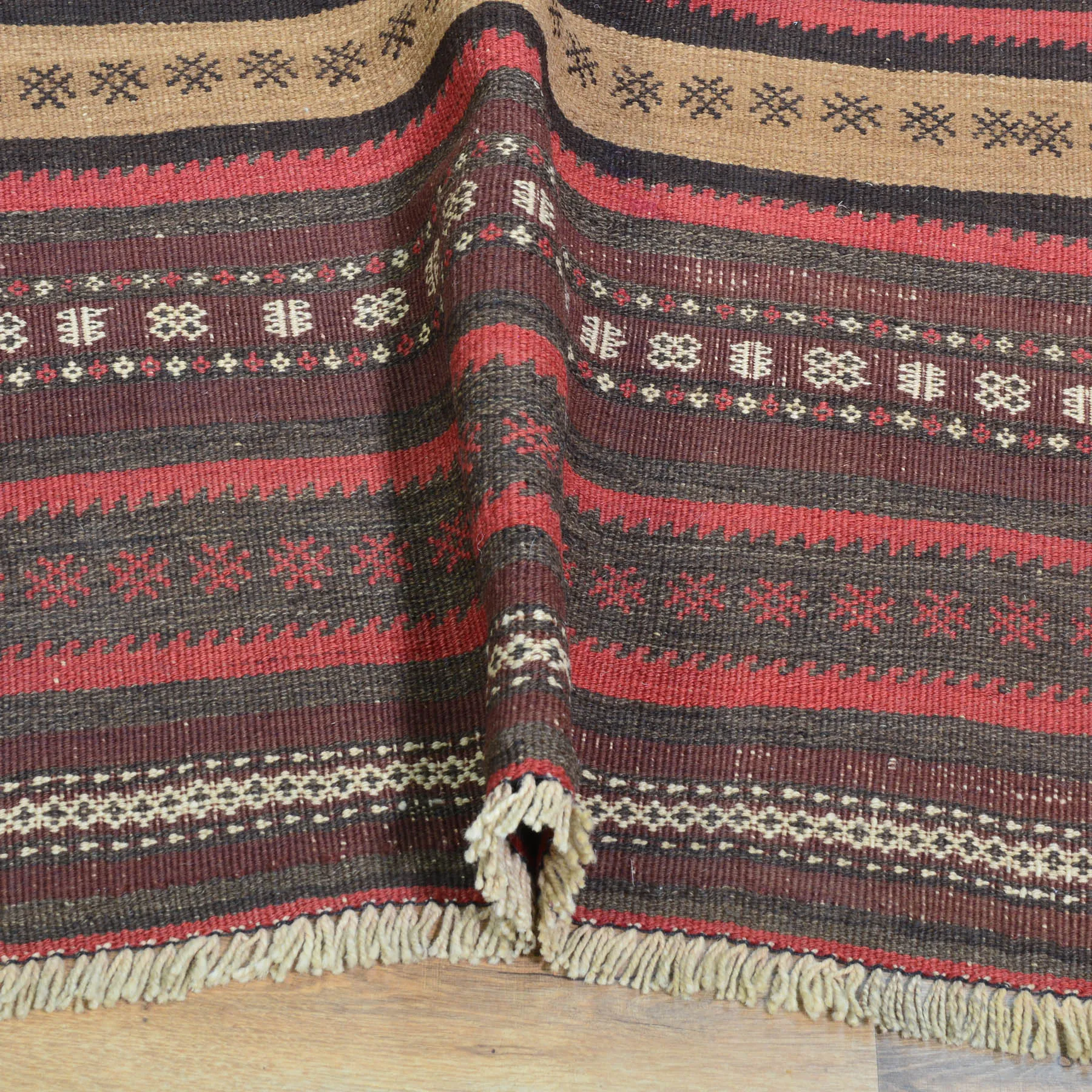 Hand-Woven Afghan Tribal Surmai Kilim 100% Wool Rug (Size 2.7 X 13.5) Brral-3279