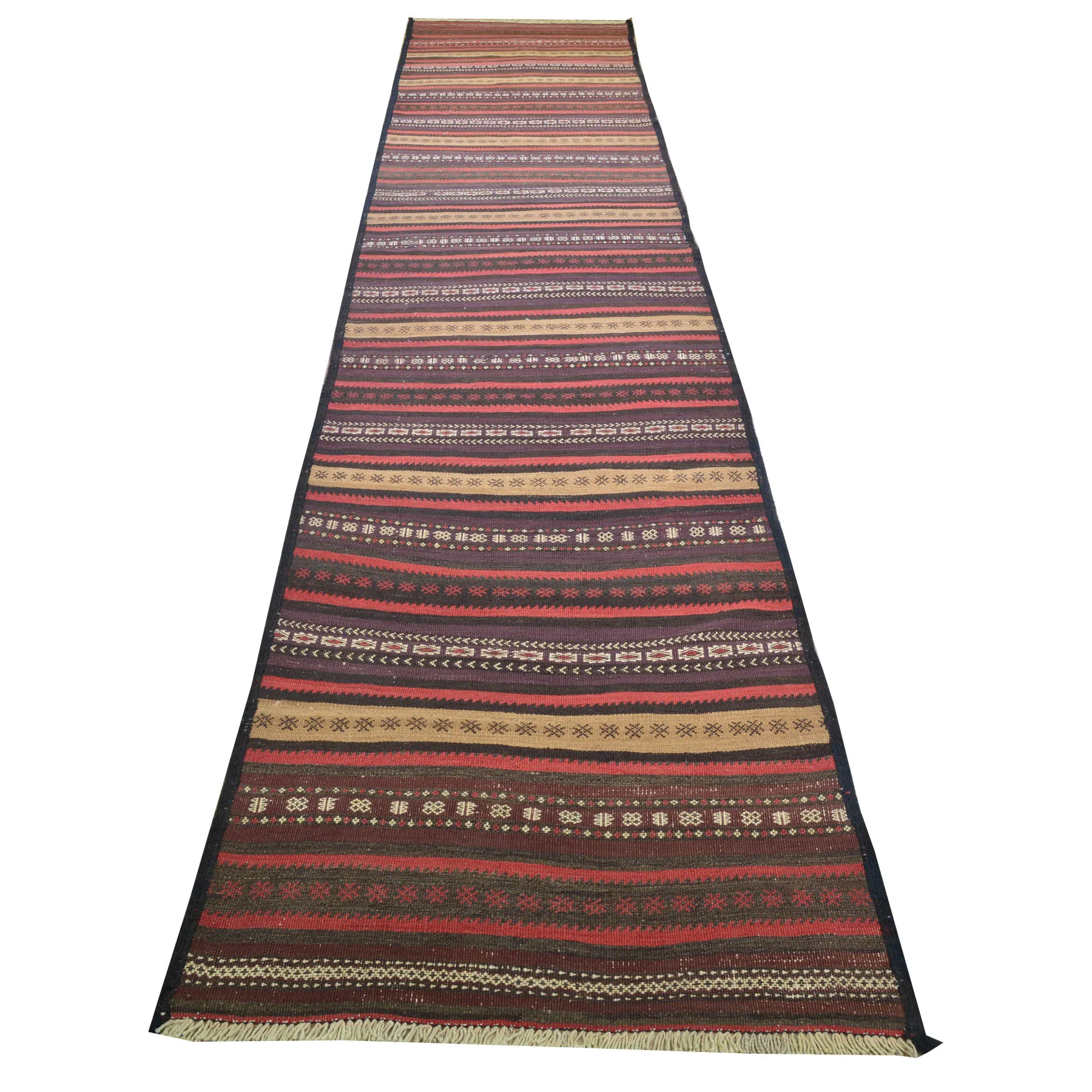 Hand-Woven Afghan Tribal Surmai Kilim 100% Wool Rug (Size 2.7 X 13.5) Brral-3279