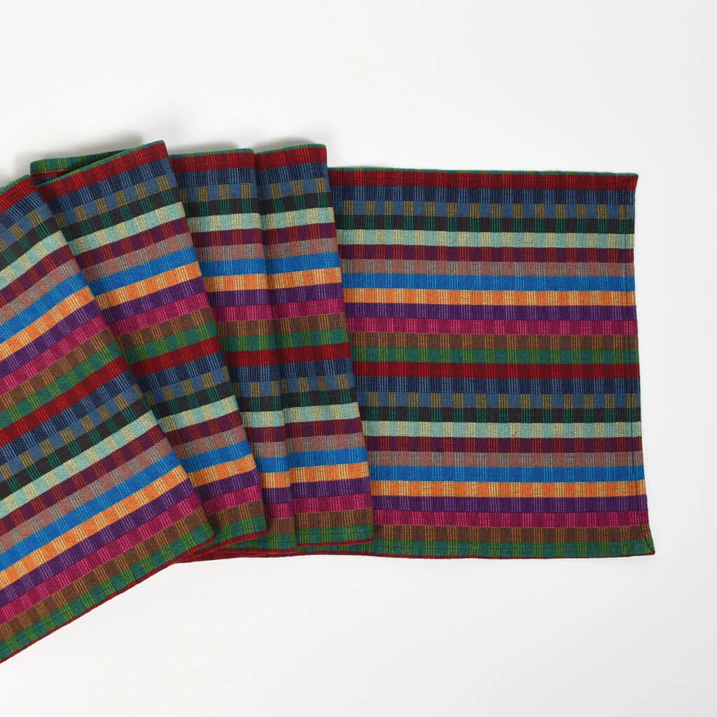 Hand Woven Cuadritos Table Runner Jeweltone
