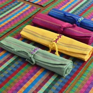 Hand Woven Cuadritos Table Runner Jeweltone