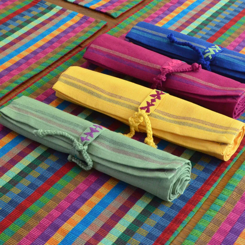 Hand Woven Cuadritos Table Runner Jeweltone