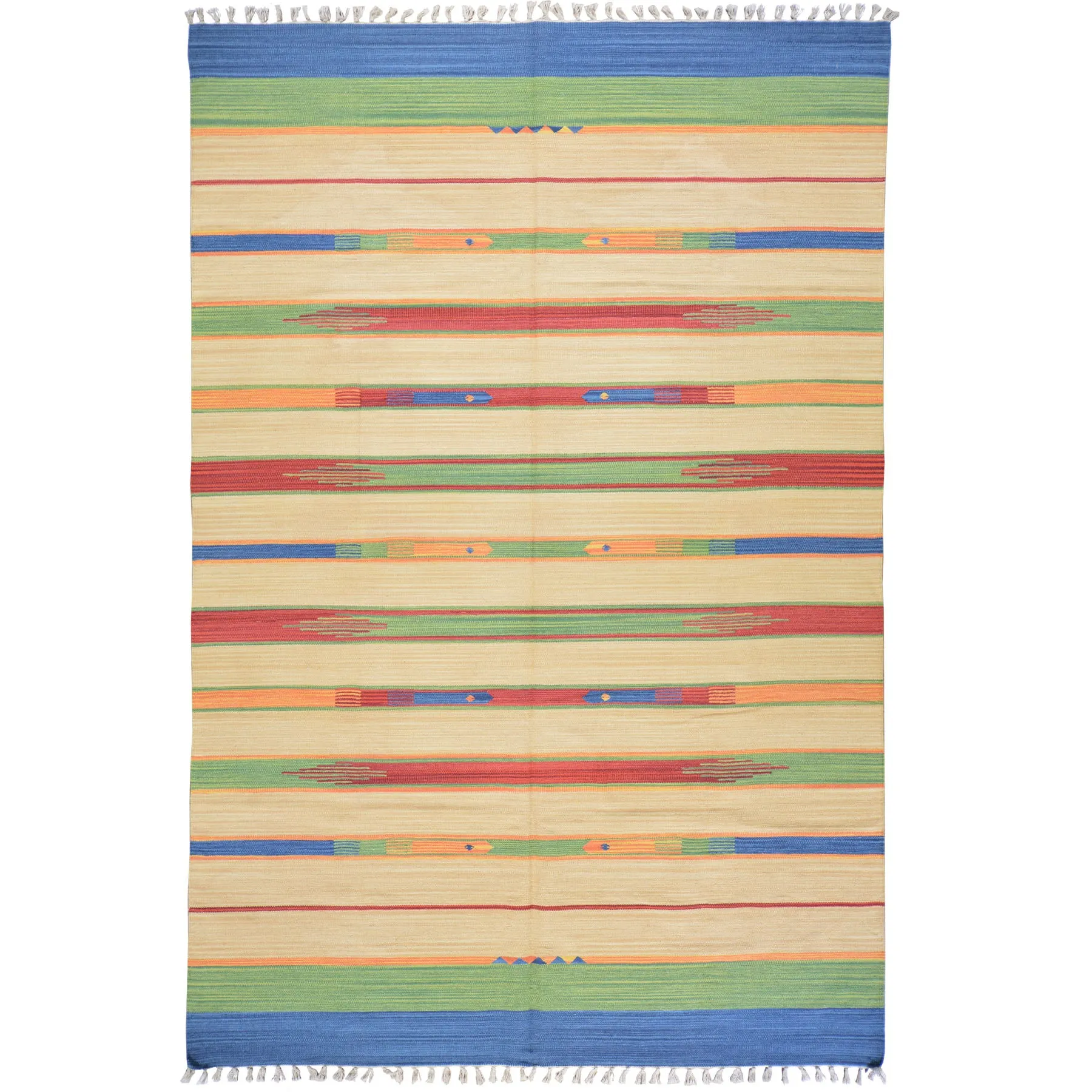 Hand-Woven Flatweave Cotton Kilim Southwestern Design Rug (Size 6.0 X 9.0) Cwral-4119