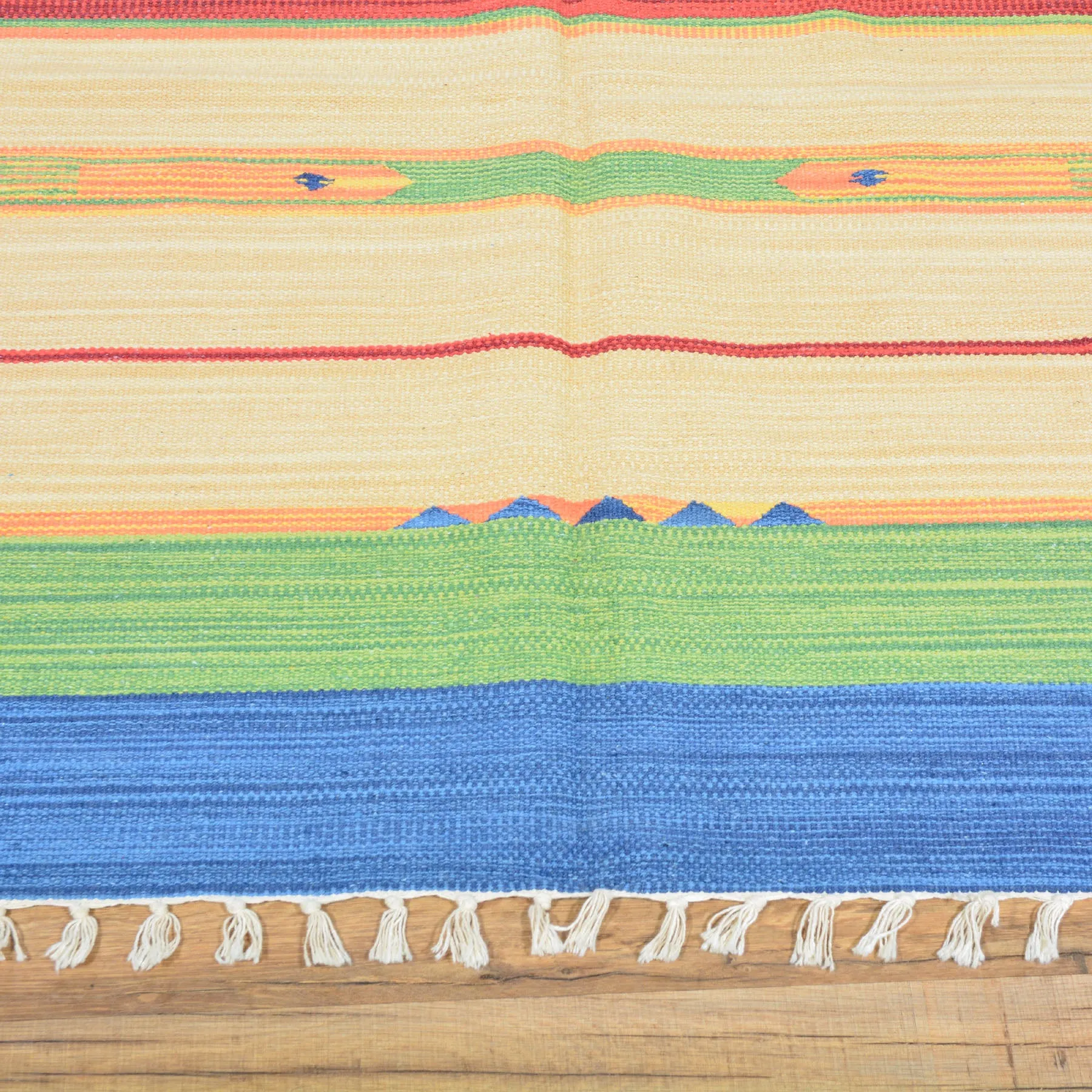 Hand-Woven Flatweave Cotton Kilim Southwestern Design Rug (Size 6.0 X 9.0) Cwral-4119
