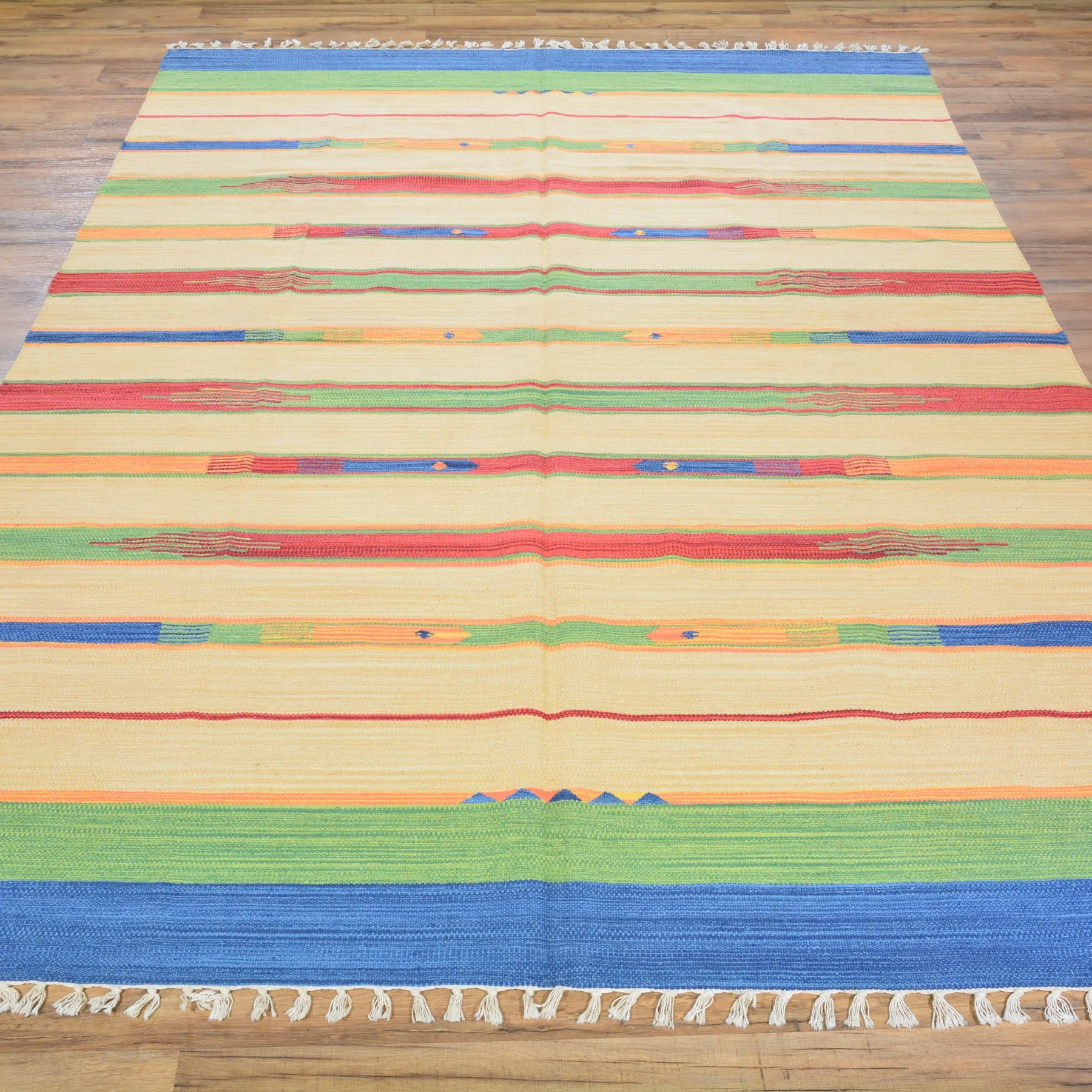 Hand-Woven Flatweave Cotton Kilim Southwestern Design Rug (Size 6.0 X 9.0) Cwral-4119