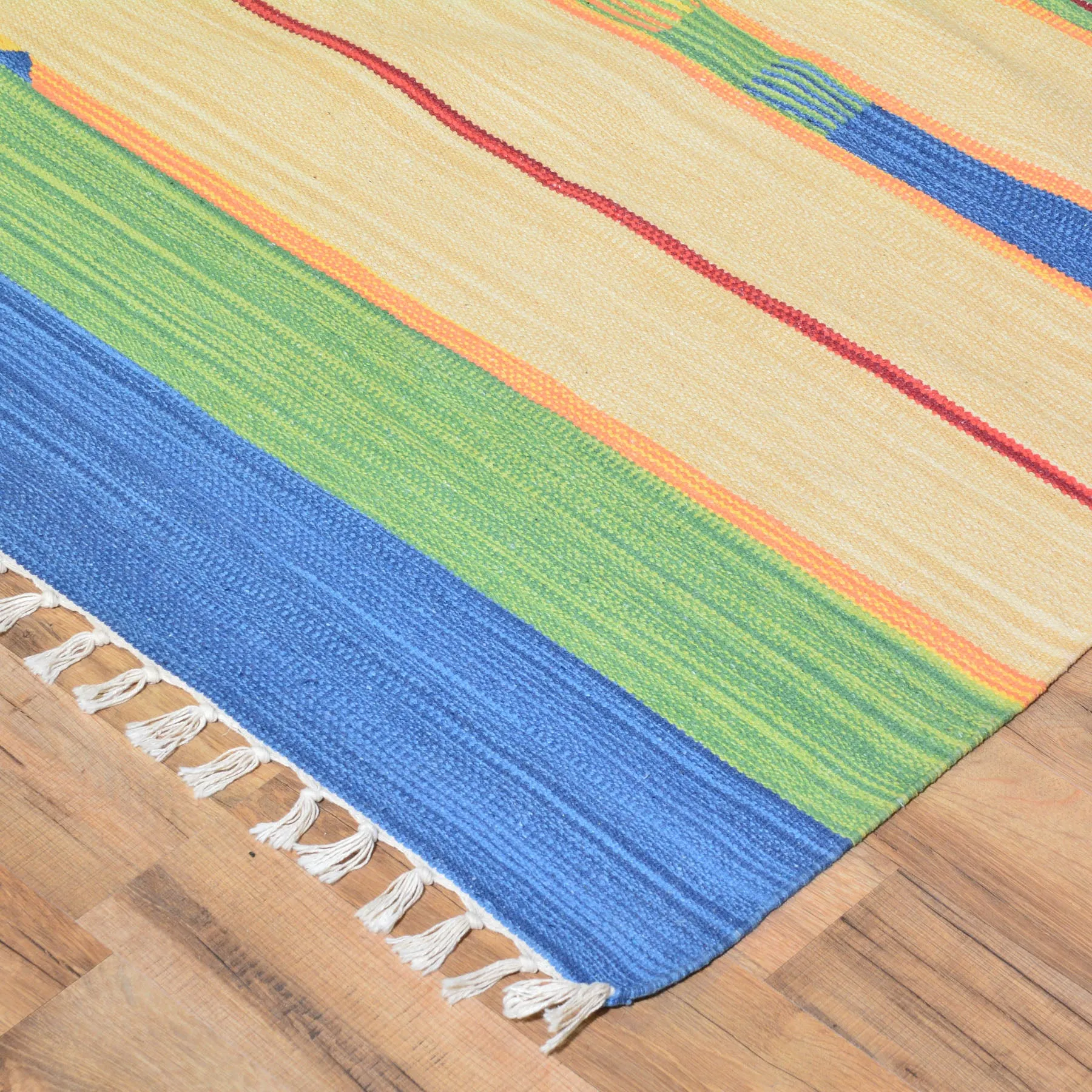Hand-Woven Flatweave Cotton Kilim Southwestern Design Rug (Size 6.0 X 9.0) Cwral-4119
