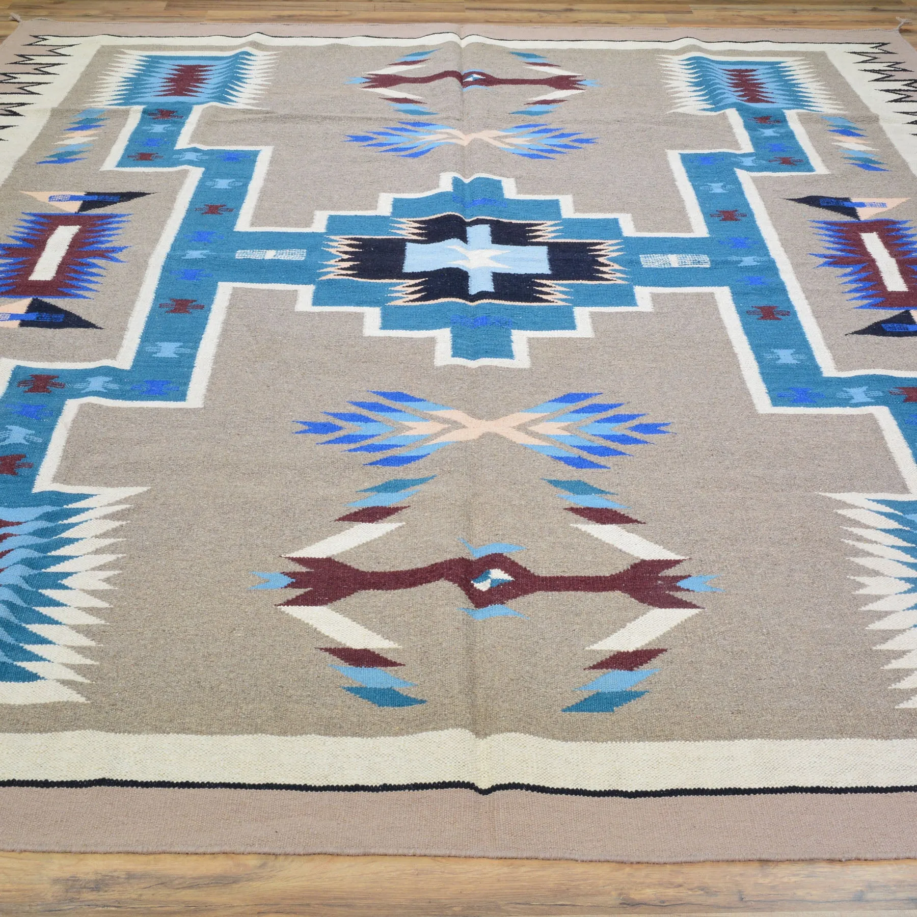 Hand-Woven Reversible Southwestern Design Handmade Wool Kilim (Size 8.1 X 9.8) Cwral-10311
